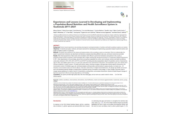 Experiencias y lecciones aprendidas en el desarrollo e implementación de un sistema de vigilancia nutricional y de salud de base poblacional en Guatemala 2011-2021